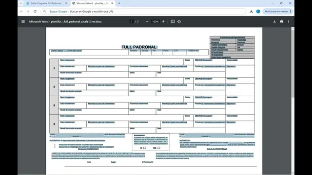 Creació d'un formulari (full padronal)